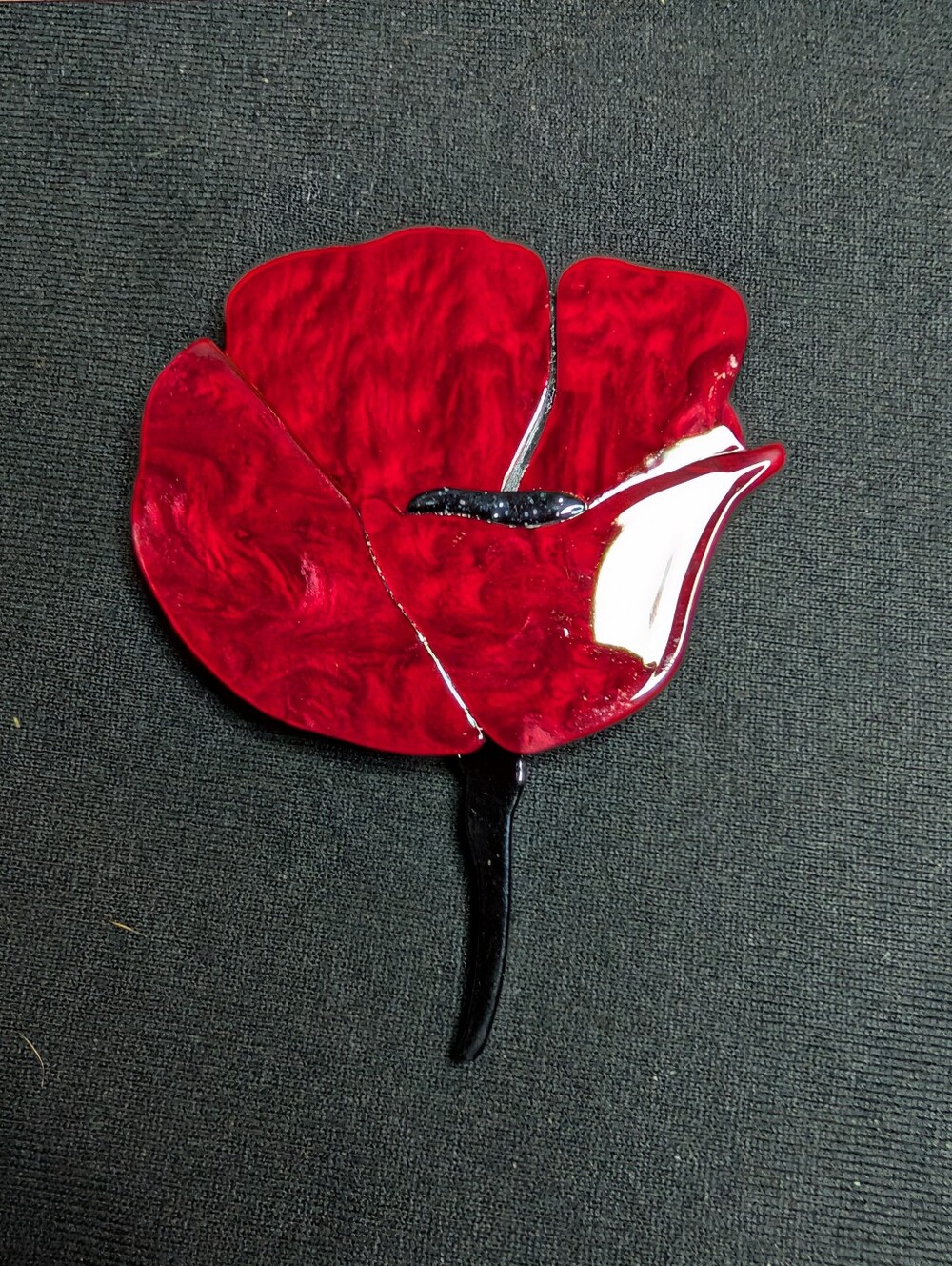 Red Acrylic Poppy Brooch